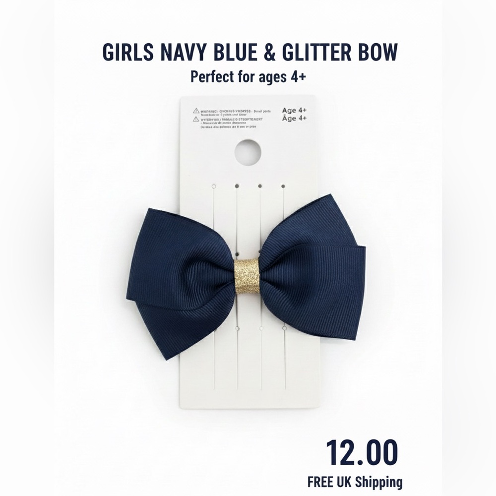 GAP Navy Blue and Gold Glitter Bow